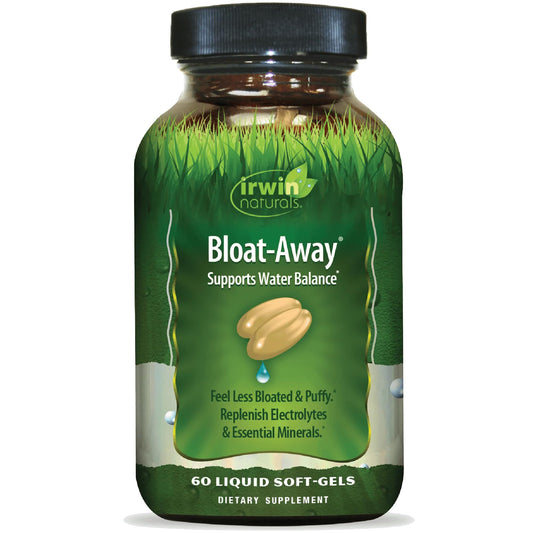 Irwin Naturals Bloat-Away bottle and capsules
