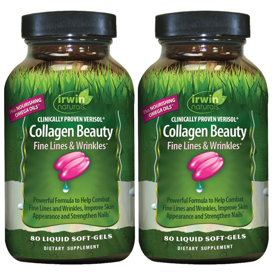 Irwin Naturals Collagen Beauty bottle front view - 80 liquid soft-gels