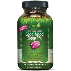 Irwin Naturals Good Mood Sleep PM bottle on a white background