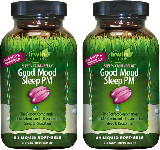 Front view of Irwin Naturals Good Mood Sleep PM bottle pack of 2