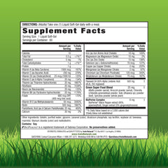 Ingredient panel showing vitamins, minerals and daily values