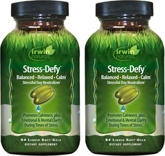 Front view of Irwin Naturals Stress-Defy bottle pack (2 bottles)