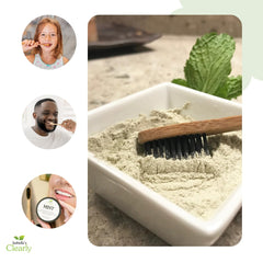 Adults and kids using mint toothpaste powder