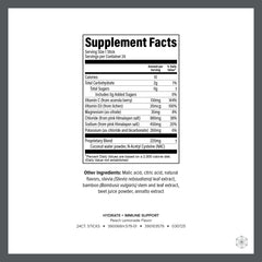 Close-up of the Peach Lemonade label on Hydrate + Immune Support package