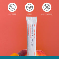 Open stick packet with powder beside a glass of water