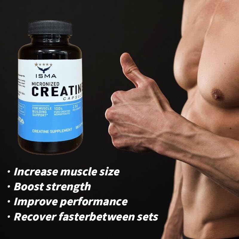 Micronized creatine monohydrate capsule close-up