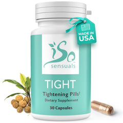 IsoSensuals TIGHT bottle close-up for natural intimate support.