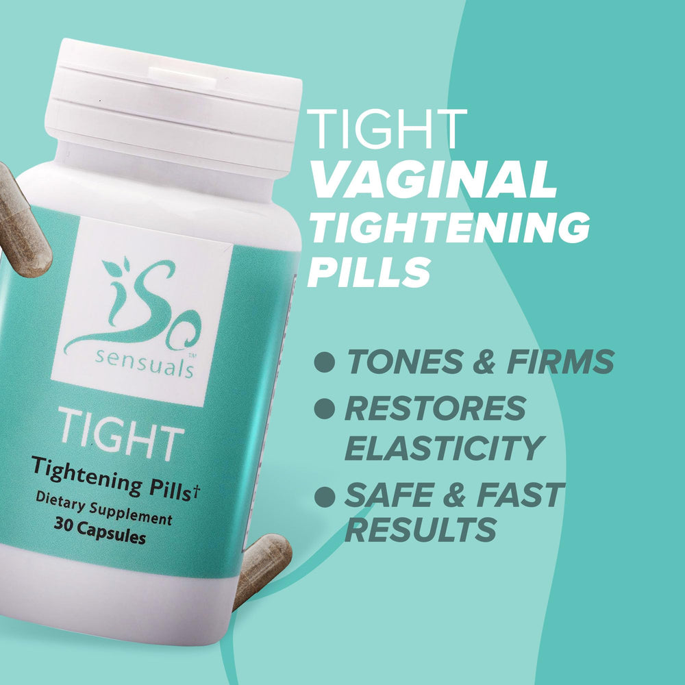 IsoSensuals TIGHT herbal blend bottle showcases maca and kacip fatimah.