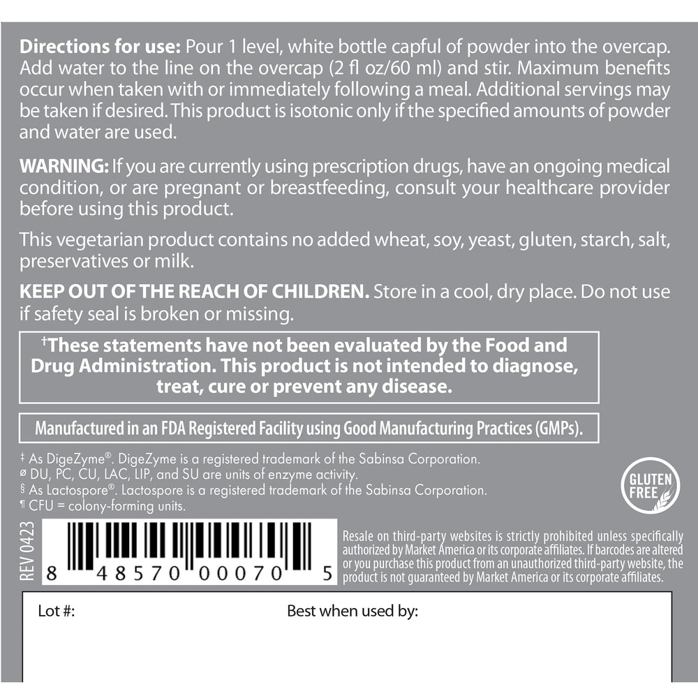 90-serving bottle packaging of Isotonix Digestive Enzymes with Probiotics