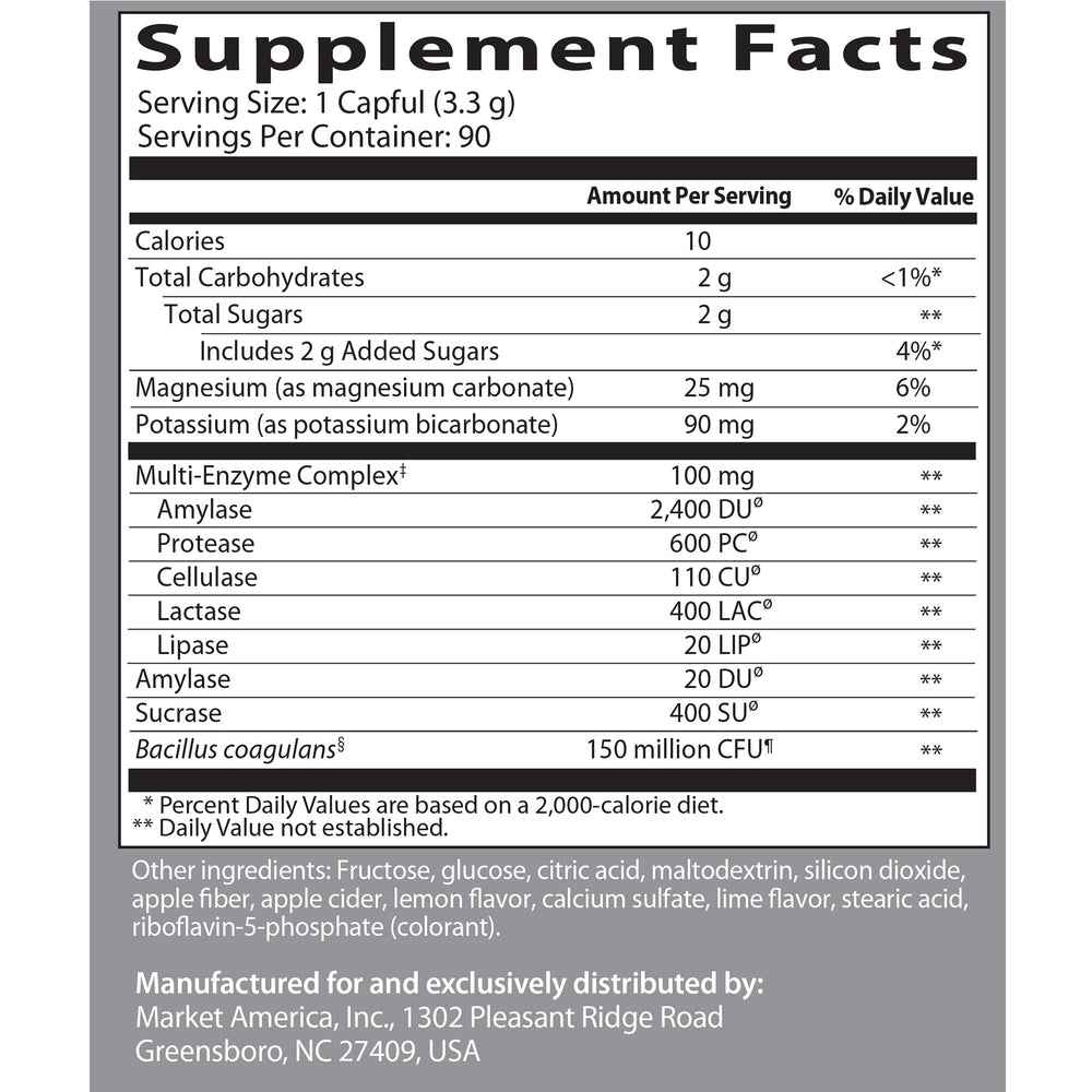 Back label featuring Lactospore Bacillus coagulans probiotic