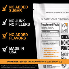 Unflavored creatine monohydrate powder with scoop