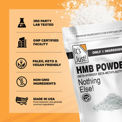 Keto-friendly HMB powder ingredient panel