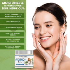 It's Pure Natural coconut oil massaging into skin for quick absorption.