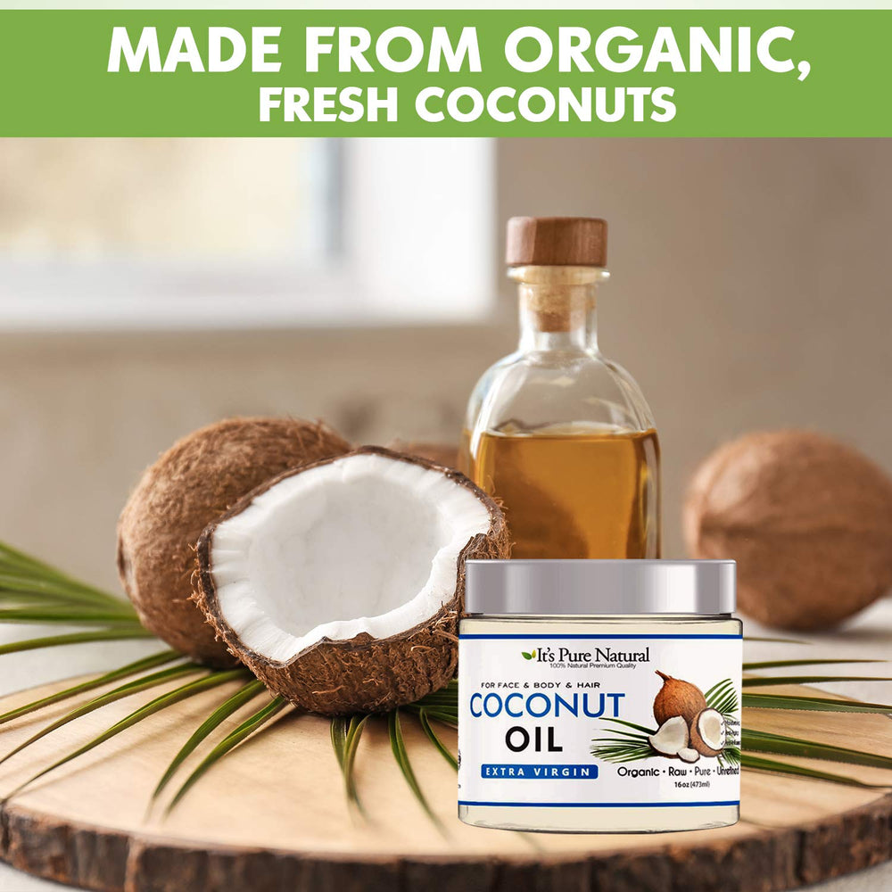 It's Pure Natural coconut oil applied to face for gentle moisturization.
