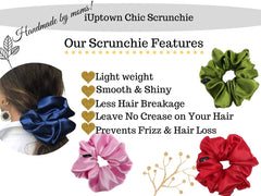 Iuptown Chic large elastic satin scrunchie pink provides durable wrap for hair