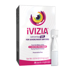 iVIZIA Lubricant Eye Gel overview showing nighttime relief and enhanced lubrication