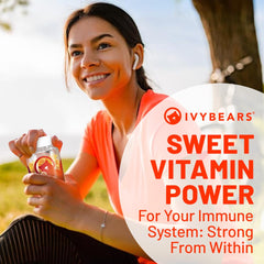 Close-up of 8 essential immune nutrients including Vitamin C, D2, B2, B6, B12, E, Biotin and Zinc
