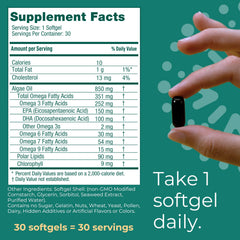 EPA and DHA derived from algae for heart brain eye and immune support