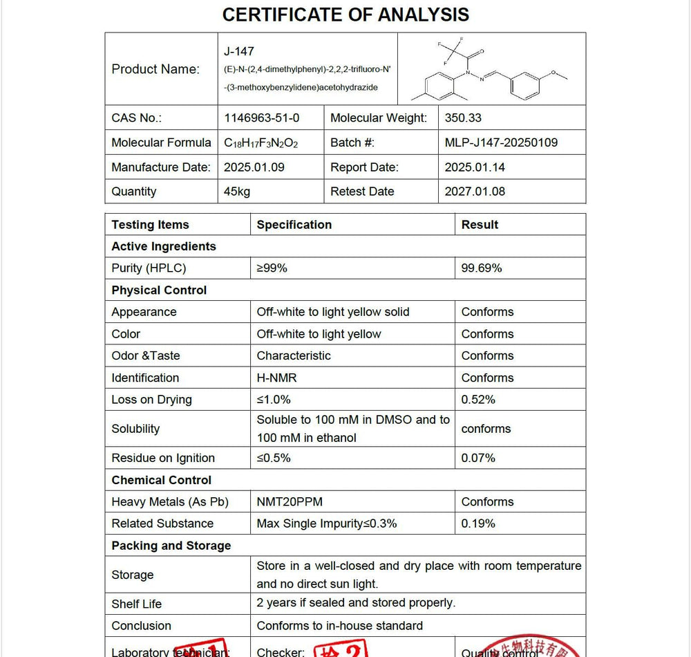 High-purity J-147 powder, CAS 1146963-51-0