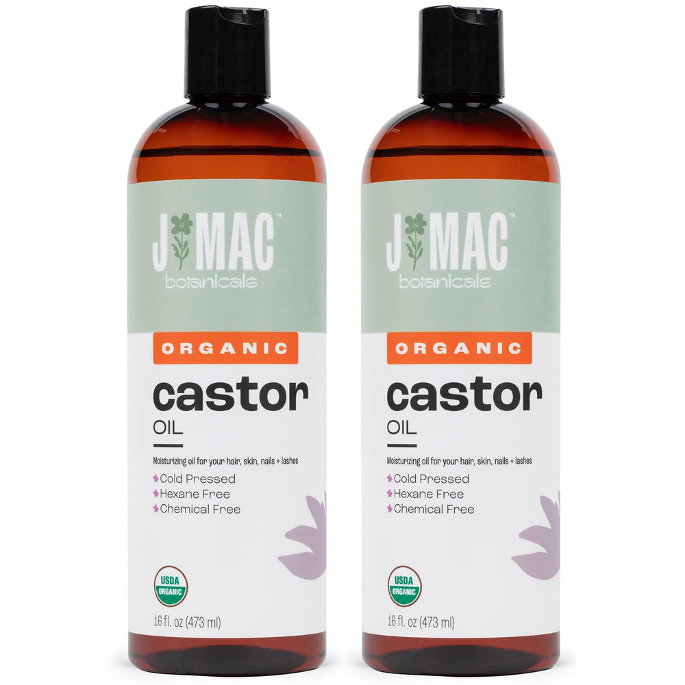 Organic Castor Oil 32 oz bottle pair - front view