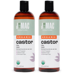 Organic Castor Oil 32 oz bottle pair - front view