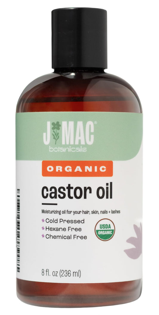J Mac Botanicals Organic Castor Oil 8 oz BPA-free bottle