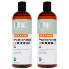 Front view of J Mac Botanicals Organic Fractionated Coconut Oil 32 oz 2x16 oz pack