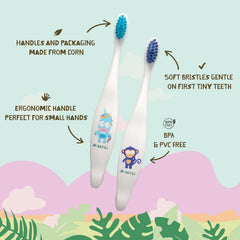 Close-up of soft bristles on Jack N' Jill toothbrush