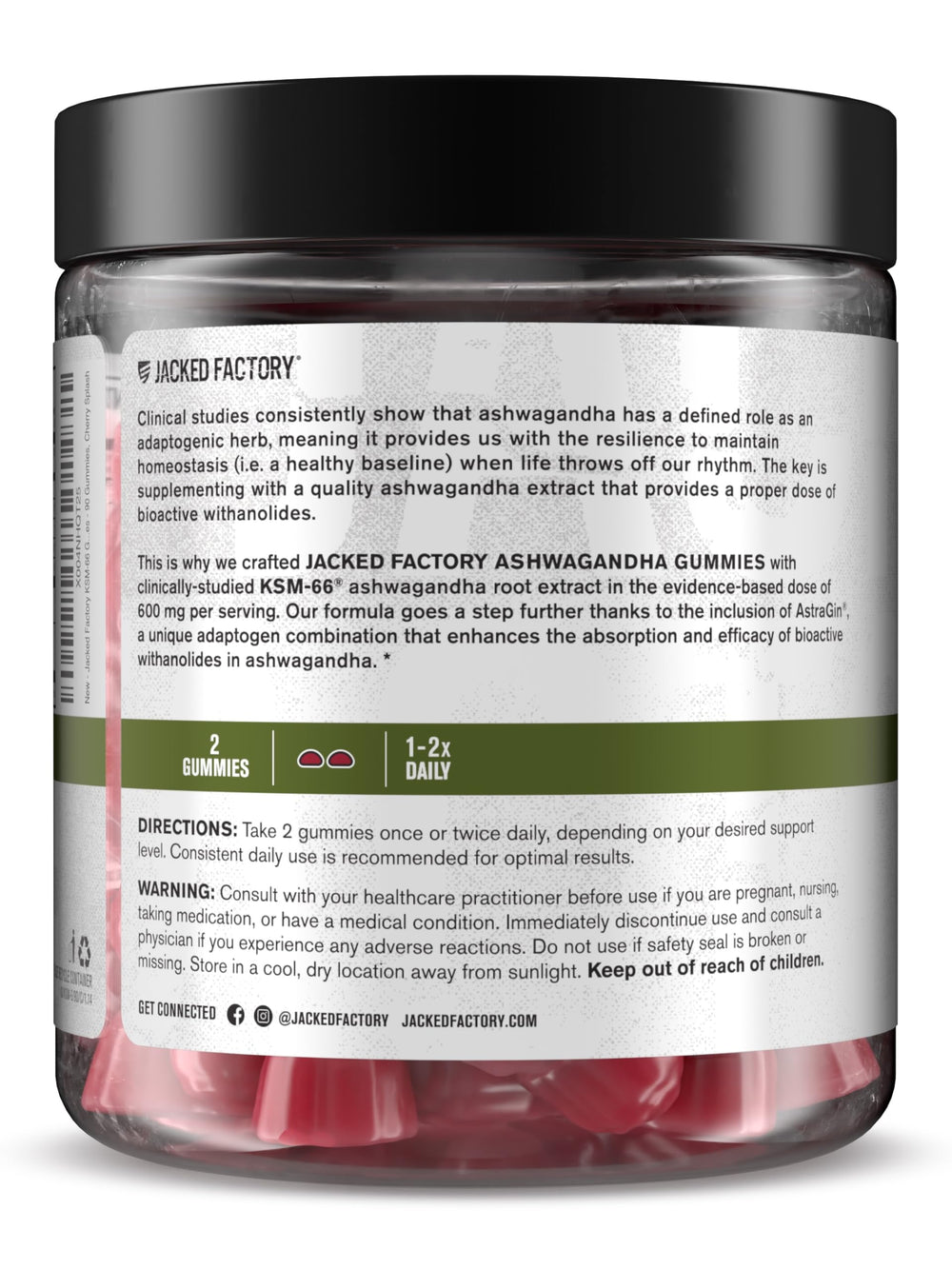 Cherry Splash flavored Ashwagandha Gummies from Jacked Factory