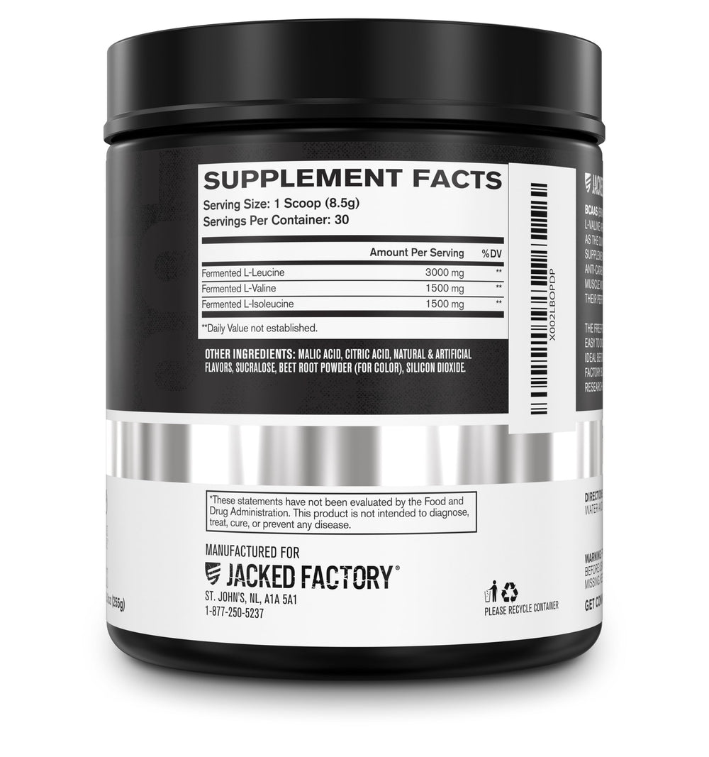 Serving scoop of Jacked Factory BCAA Powder Fermented Fruit Punch