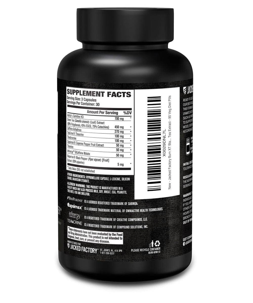 Jacked Factory Burn XT Black cGMP facility badge image.