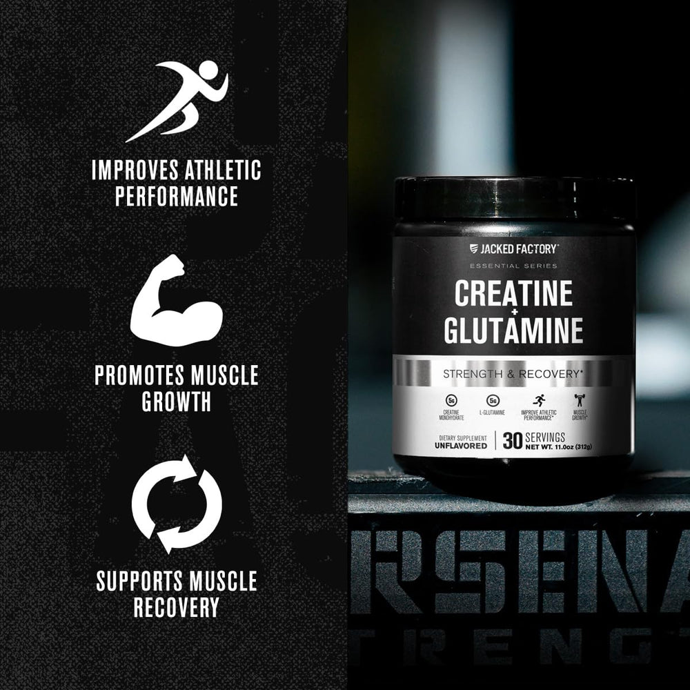 Athlete training with Jacked Factory Creatine + Glutamine
