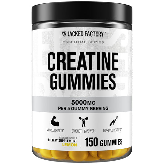 Bottle of Jacked Factory Creatine Gummies Lemon flavor with 150 gummies
