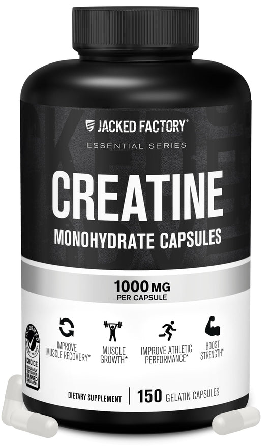 Bottle of Jacked Factory Creatine Monohydrate Capsules