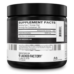 Close-up scoop of unflavored creatine monohydrate powder