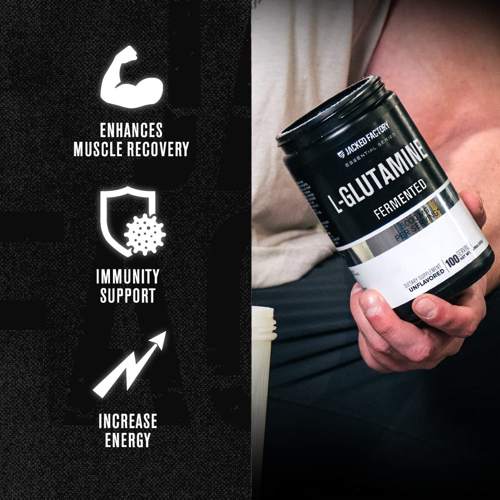 Unflavored L-Glutamine powder container