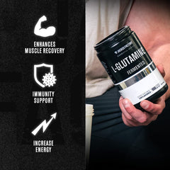 Unflavored L-Glutamine powder container