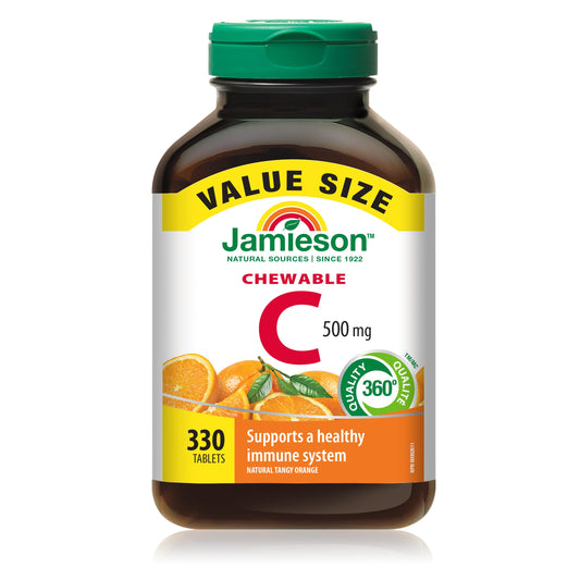 Jamieson Vitamin-C chewables bottle label Tangy Orange