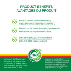 Nutrition facts panel for Jamieson Vitamin D3 2500 IU