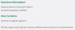 Label detail: Jamieson Vitamin E 800 IU - 50 softgels