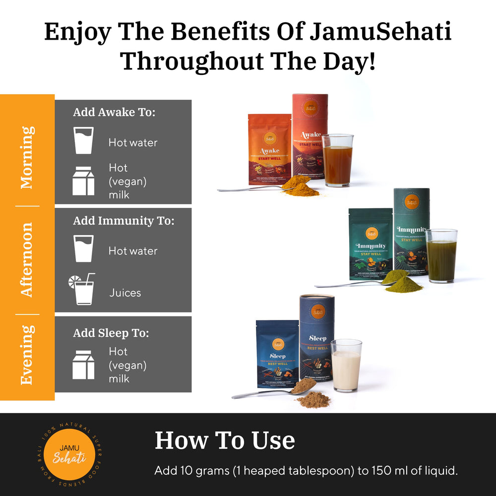 Ingredients and sustainable packaging of JAMUSEHATI blends