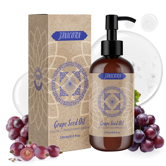 JANICORN Grape Seed Oil in a pump bottle