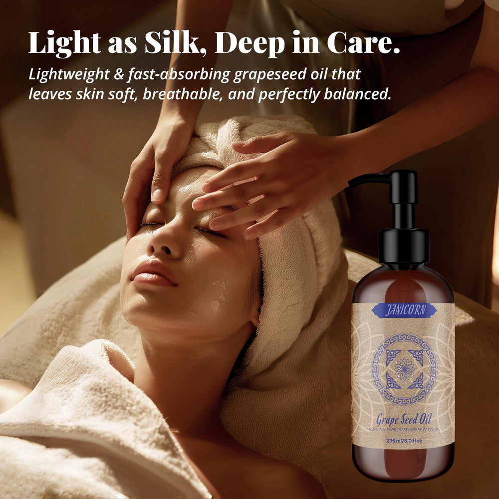 Smooth skin after applying JANICORN grape seed oil