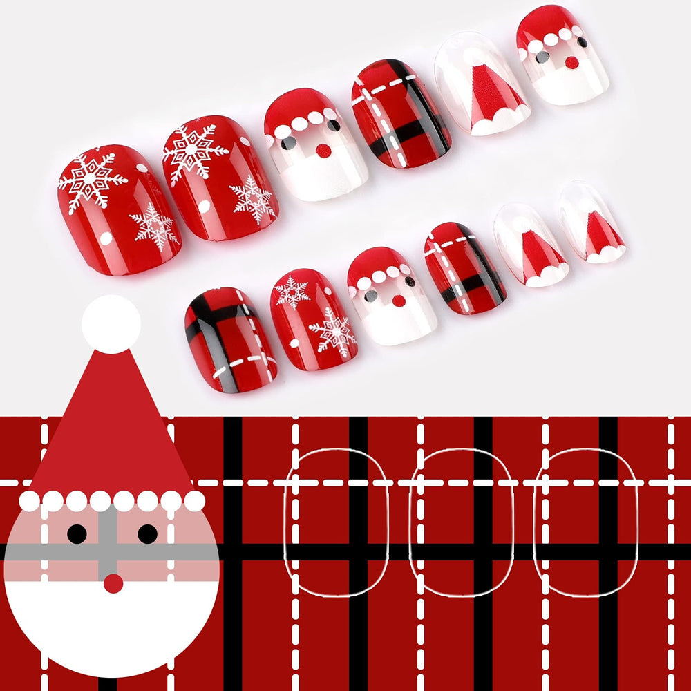 JANYUN Santa-design nails offer playful holiday styling.