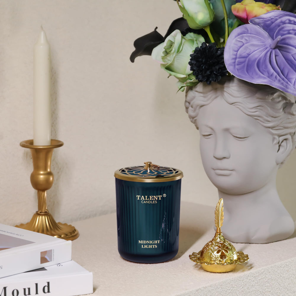 Display of six fragrance options for Talent Candles