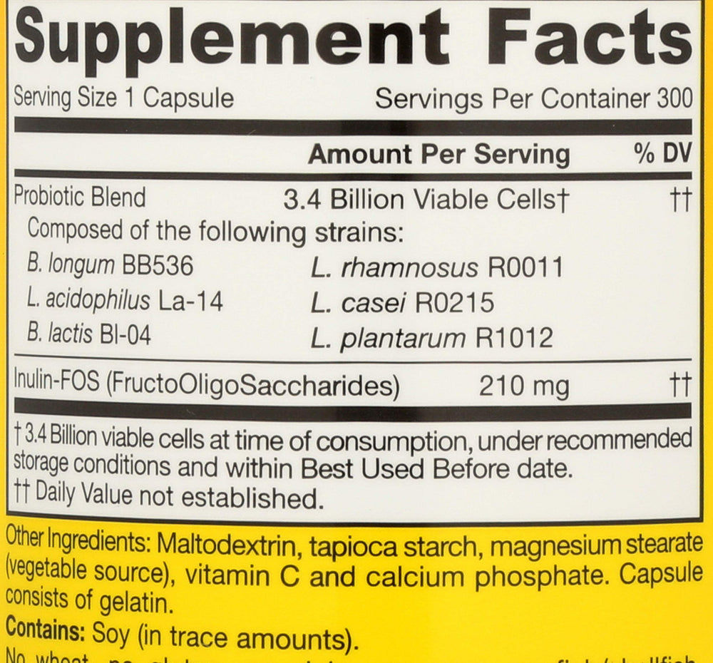 Close-up of probiotic capsules