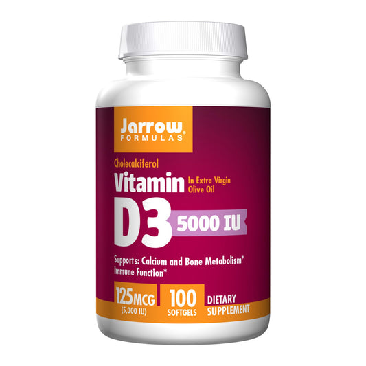 Jarrow Formulas Vitamin D3 5000 IU softgels bottle label