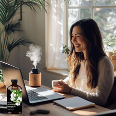 Jasmine Essential Oil used in a diffuser for aromatherapy