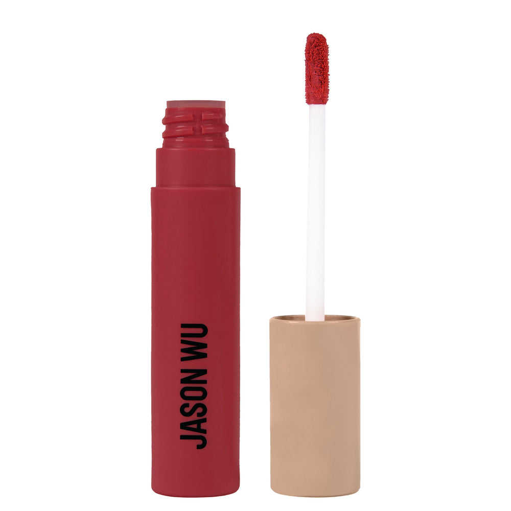 Jason Wu Honey Fluff Lip Cream Ginger Red on lips delivers rich pigment with a lightweight feel