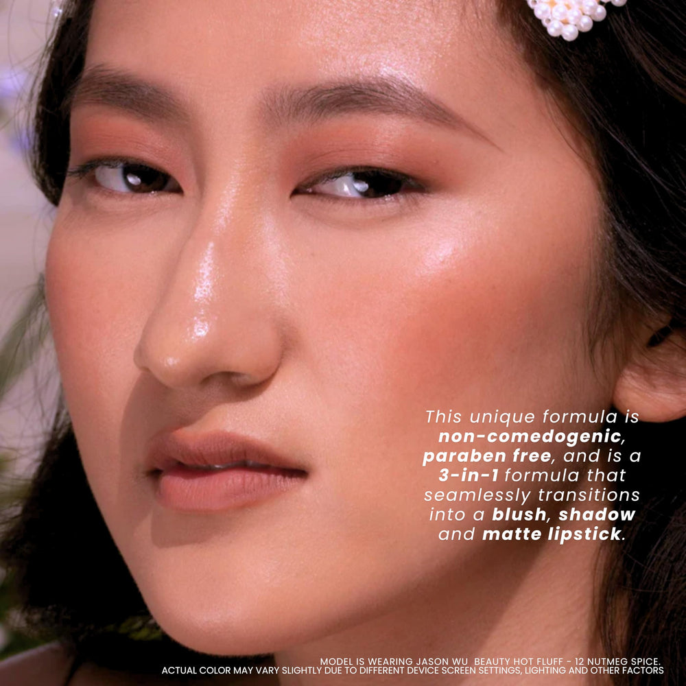 Jason Wu Hot Fluff close-up shows seamless blendability across lips and cheeks.